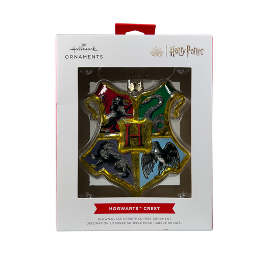 Hallmark Harry Potter Hogwarts Crest Blown Glass Christmas Tree Ornament