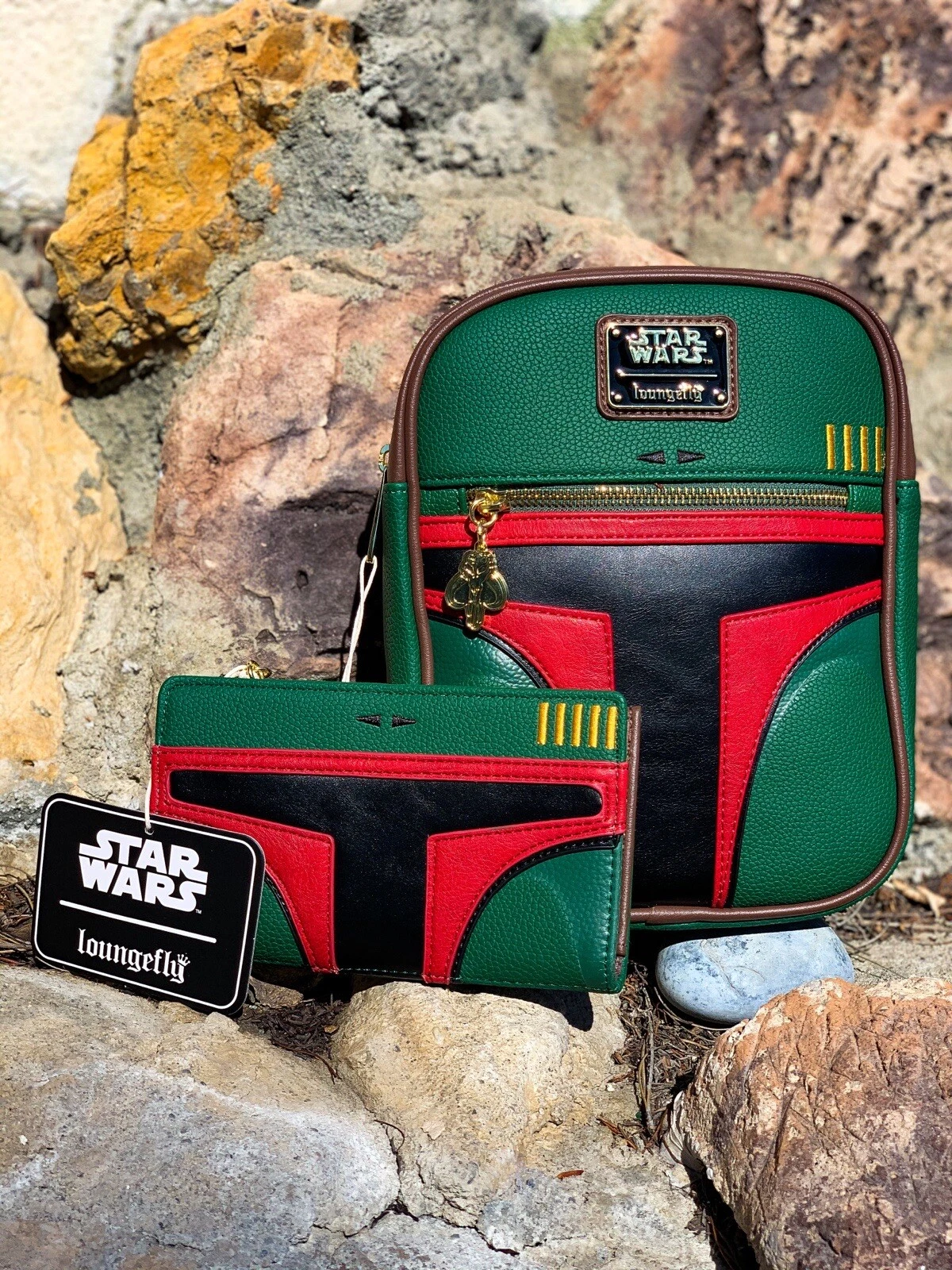 Loungefly Star Wars Boba Fett Cosplay Convertible Mini Backpack and Wallet Bundle