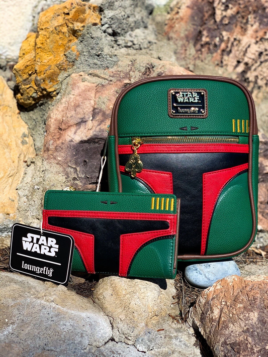 Loungefly Star Wars Boba Fett Cosplay Convertible Mini Backpack and Wallet Bundle